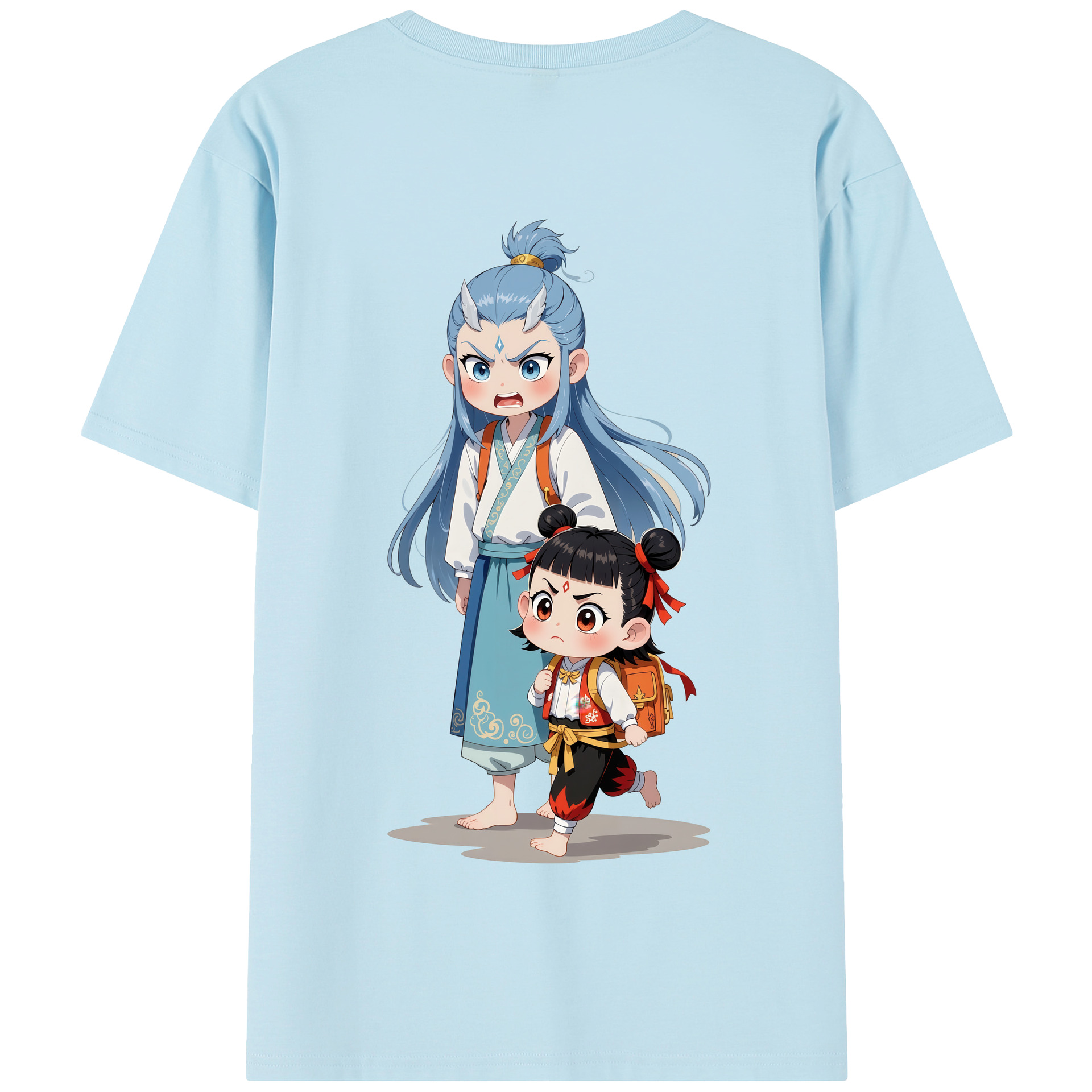 （画像用） Ne Zha 2 ナタ 魔童の大暴れ 綿100％半袖Tシャツ（背面プリント）